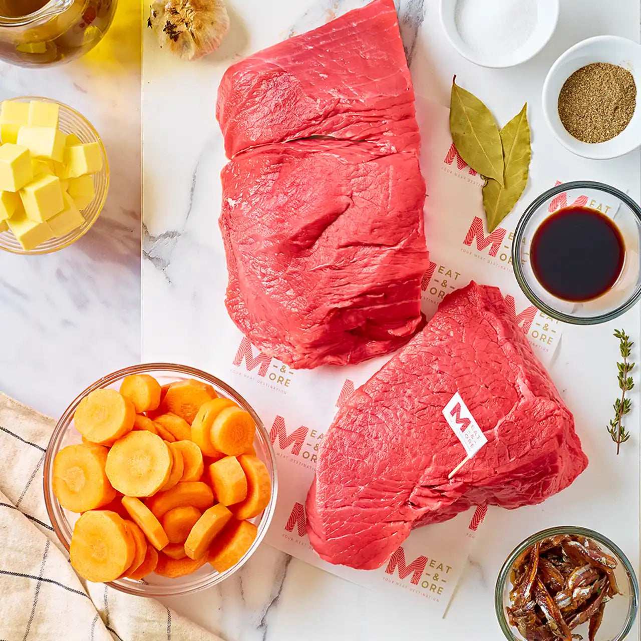 فخذ عجل بدون عظم - شراء لحوم طازجة في الرياض - أفضل ملحمة في الدمام - توصيل اللحوم الطازجة في الخبر - طلب لحوم عجل طازجة في الظهران - Meat and More-• Boneless veal leg – fresh, chilled, ready to cook