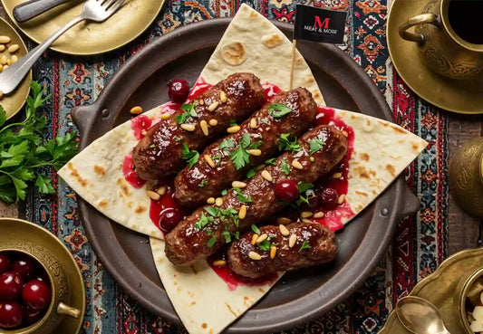 كباب بالكرز، وصفة شامية، كباب لحم مشوي، كرز الوشنة، وصفات Meat & More، لحم نعيمي، وصفة لحفلة، وصفة كرز مع لحمة، كباب فخم