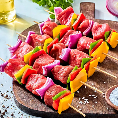 أوصال غنم ملح وفلفل - شراء لحوم طازجة في الرياض - أفضل ملحمة في الدمام - توصيل اللحوم الطازجة في الخبر - طلب لحوم عجل طازجة في الظهران - Meat and More-Lamb salt & pepper skewers – fresh, ready to cook