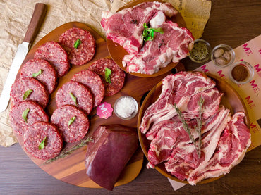 بوكس حاشي ريش وبرغر - شراء لحوم طازجة في الرياض - أفضل ملحمة في الدمام - توصيل اللحوم الطازجة في الخبر - طلب لحوم عجل طازجة في الظهران - Meat and More-Hashee ribs (riash) – charcoal grill-Hashee burger patties – seasoned - برجر حاشي طازجة وصحية - كبسة حاشي مطبوخة من ظهر مع الفقار - كبدة حاشي طازجة لفطور شهي