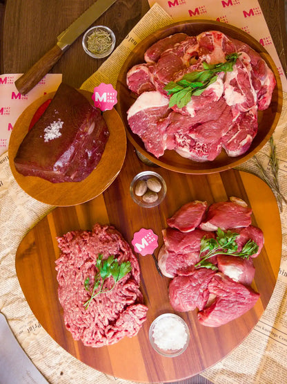 بوكس حاشي ثلاجة - شراء لحوم طازجة في الرياض - أفضل ملحمة في الدمام - توصيل اللحوم الطازجة في الخبر - طلب لحوم عجل طازجة في الظهران - Meat and More-• Minced Hashee camel – kofta/burgers-Camel liver – sauté ready