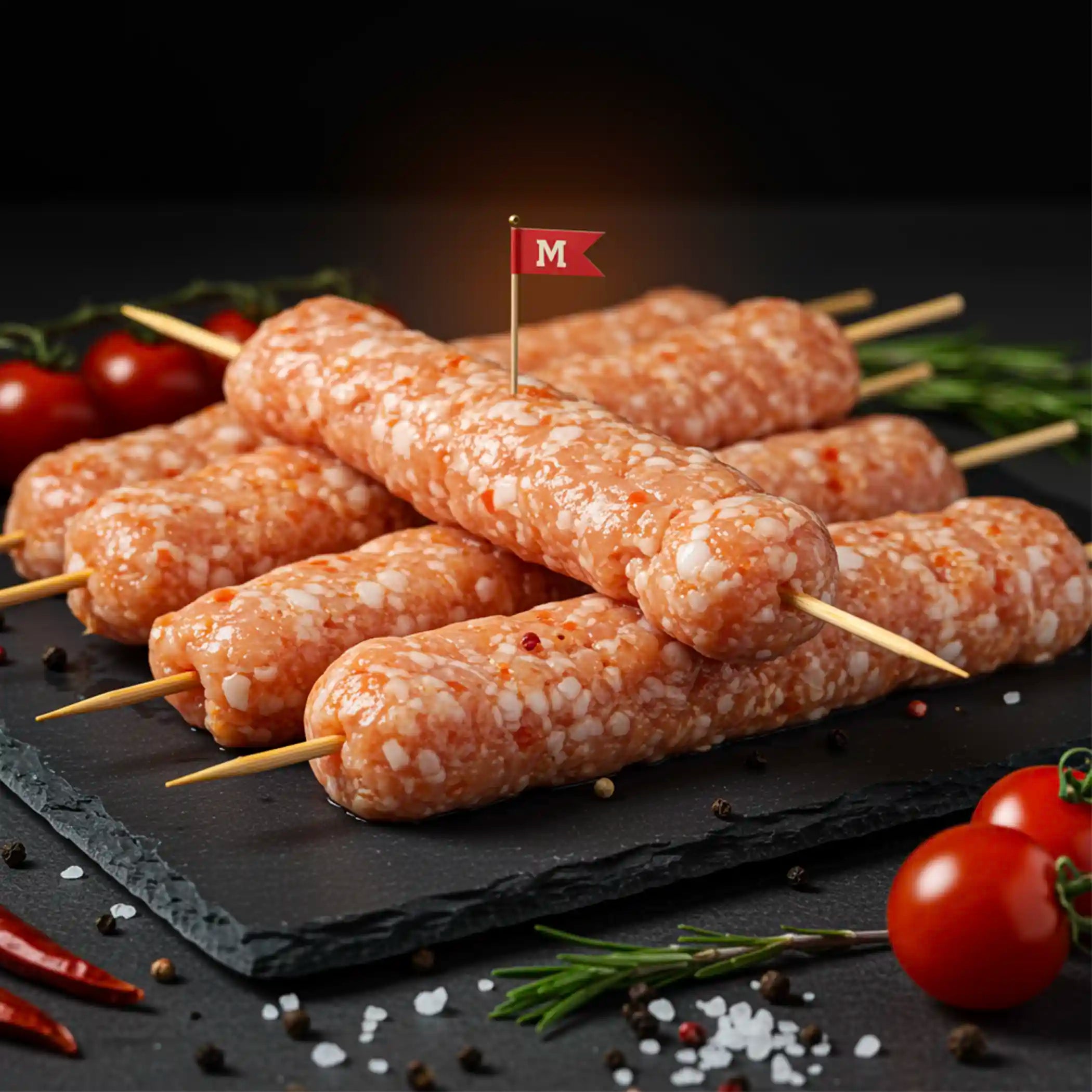 كباب دجاج حراق - شراء لحوم طازجة في الرياض - أفضل ملحمة في الدمام - توصيل اللحوم الطازجة في الخبر - طلب لحوم عجل طازجة في الظهران - Meat and More-• Spicy Chicken Kebab – marinated, ready to cook